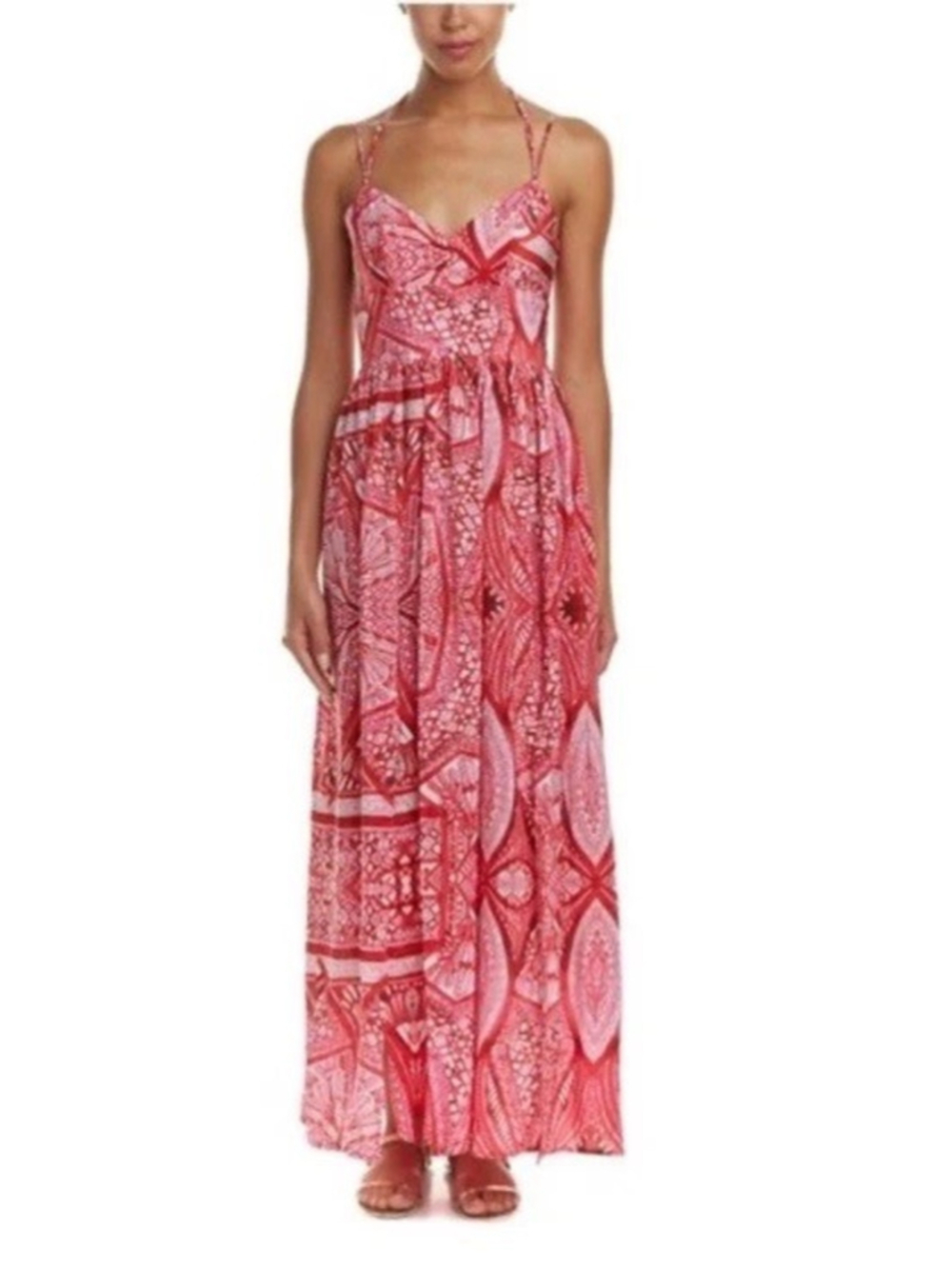 Amanda Uprichard Revolve Rio Silk Maxi Dress Small Red Party Boho Resort $300